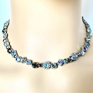 Sorrelli Ice Blue Crystal Classic Floral Line Necklace